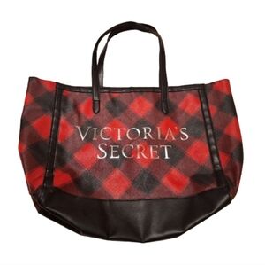 Victoria's Secret Plaid Red and Black Tote